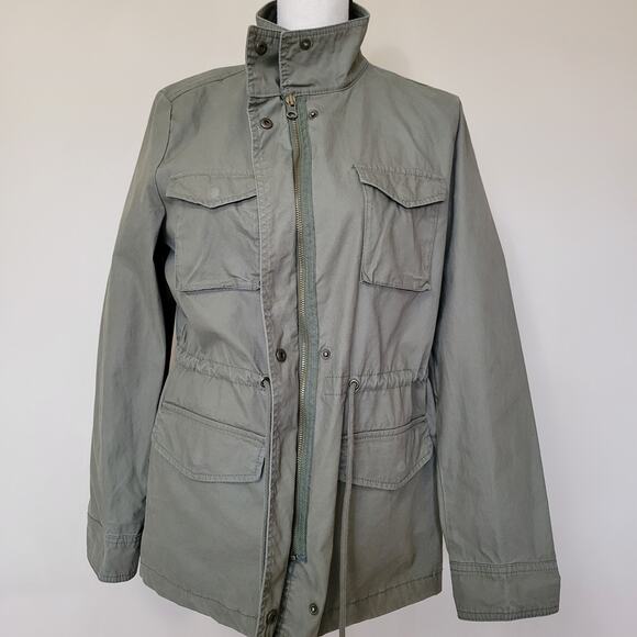 EUC Old Navy Women's M Utility Military Field Jacket Cinch Waist Green - Picture 3 of 16